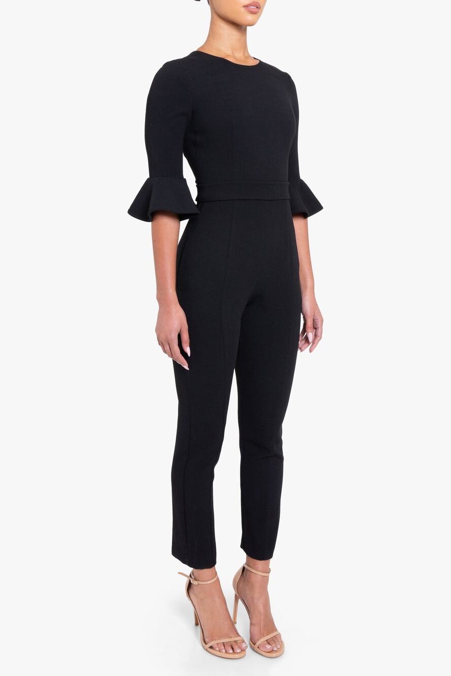 Black Halo Brooklyn Black Ruffle Cuff Dressy Jumpsuit 6